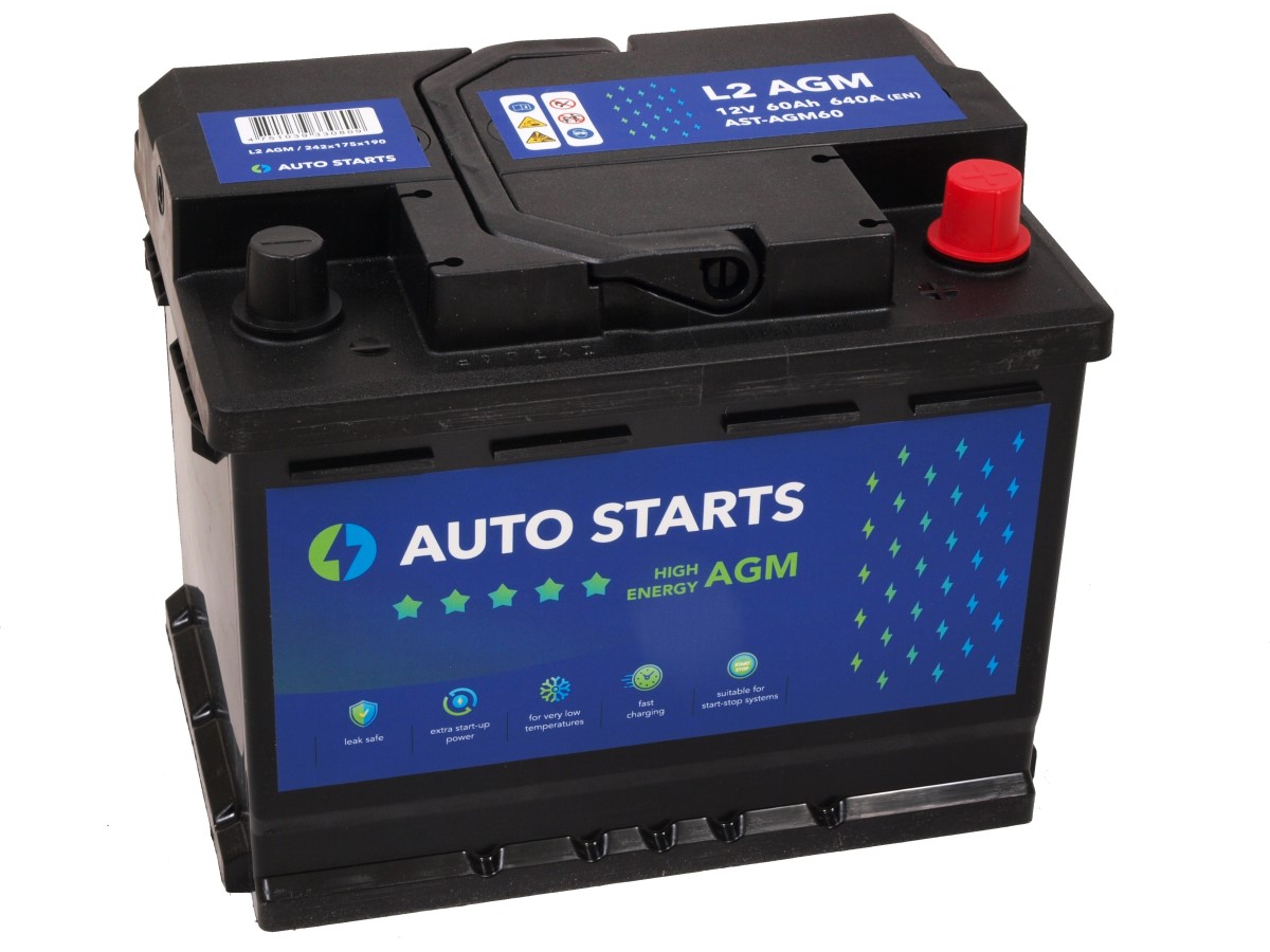 AUTO STARTS HIGH ENERGY AGM 12V 60Ah, 640A (EN) 242x175x190 0/1 EAN4751039330809